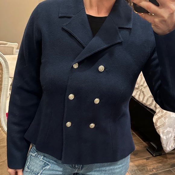 Loft Navy Double-Breasted Women's cardigan - Picture 3 of 4